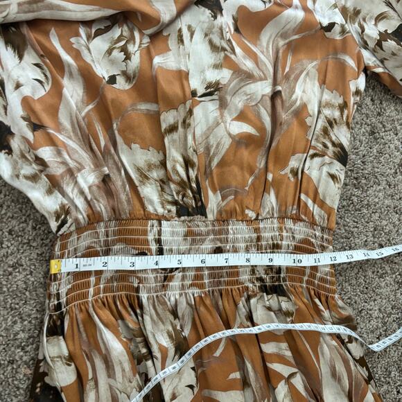 Christy Lynn Women’s 100% Silk Smocked Sutton Dress Calla Lily Spice XS Spring - Picture 13 of 13